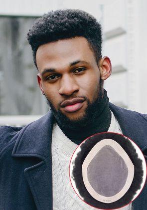 Royal Afro | Prótesis Capilar Realista de Monofilamento y Perímetro de Poliuretano con Cabello Tipo Afro. Altamente Durable