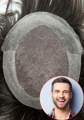 JQ656 | Prótesis Capilar Personalizado de Encaje Francés con Skin Delgado y Gasa de Skin. Transpirable y de Fácil Colocación